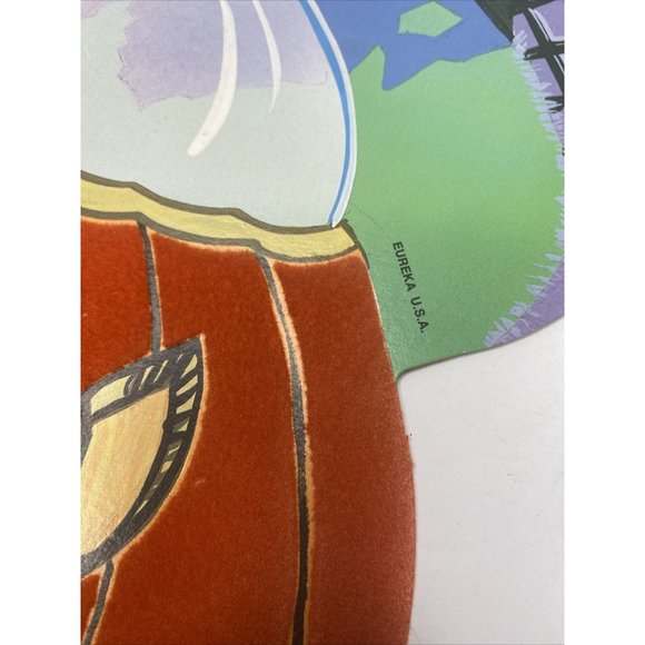 Vintage Halloween Decorations Cardstock Decor Ghost in Pumpkin Two Sided Velvet - Picture 5 of 9